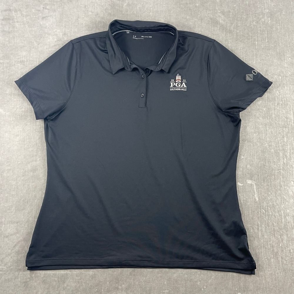 Under Armour Women 2XL Black Polo 2022 PGA Southern Hills ONEOK Short Sleeve